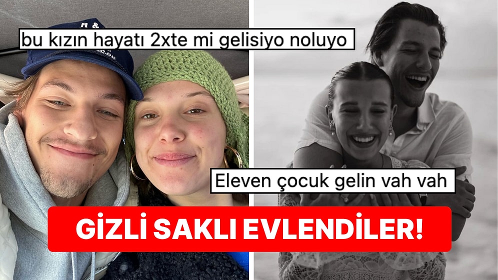 Büyümüş de Küçülmüş Millie Bobby Brown ve Nişanlısı Jake Bongiovi Yangından Mal Kaçırır Gibi Gizlice Evlendi!