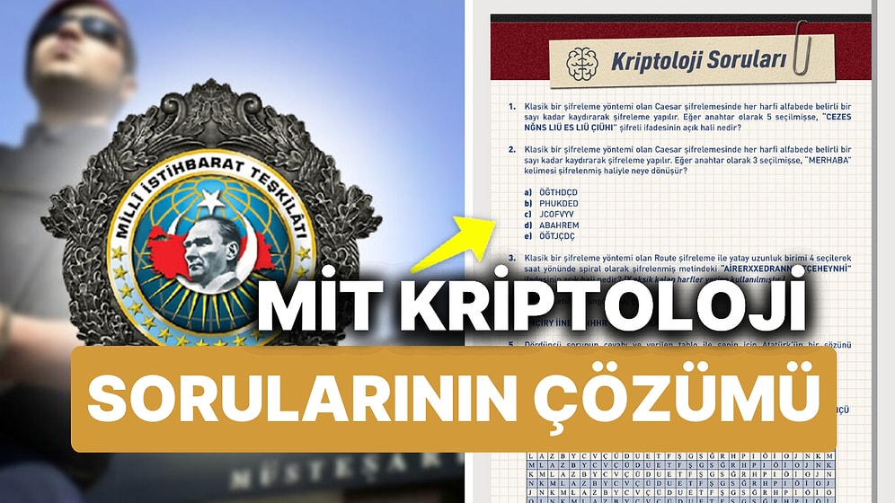 MİT Kriptoloji Soruları Çözüldü! İşte MİT Kriptoloji Sorularının Video Anlatımlı Cevapları!