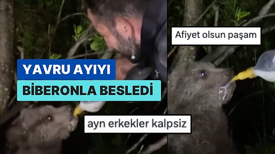 Yolda Gördüğü Minik Ayı Yavrusunu Biberonla Besleyen Vatandaş İçinizi Isıtacak!