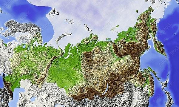 The geographical map of Russia.