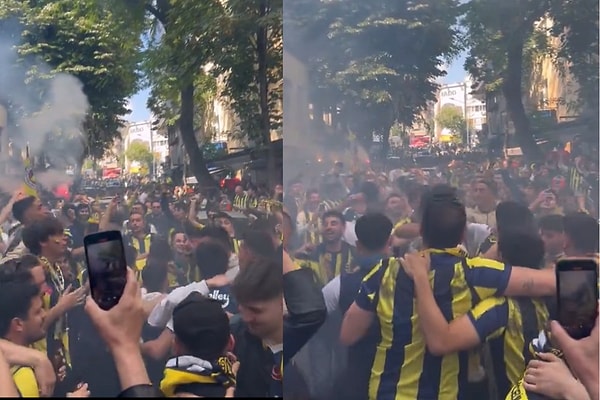 Kadıköy'de stadyum çevresinde İstanbulspor maçını bekleyen Fenerbahçe taraftarı, "Konyalım" türküsüyle maça ısınıyor.