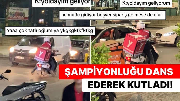 Şampiyonluk Esnasında Sipariş Götüren Kuryenin Trafikte Dans Ettiği Anlara Beğeniler Yağdı