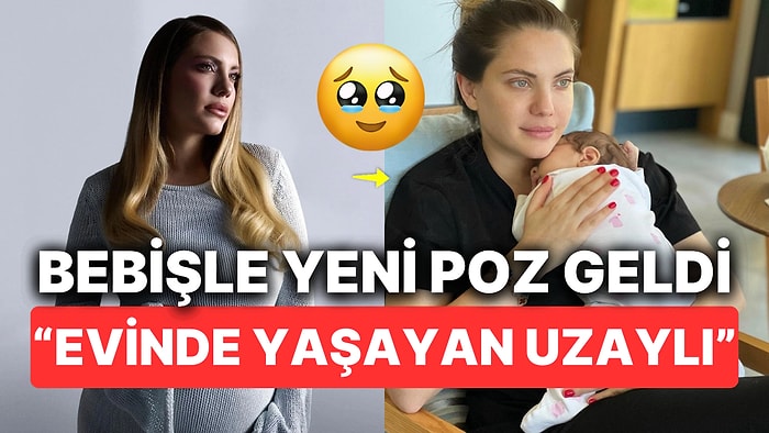 Eda Ece Minik Kızı Mina İpek'le Yeni Pozunu "Evinde Yaşayan Uzaylı" Diye Paylaşınca Yine Eridik