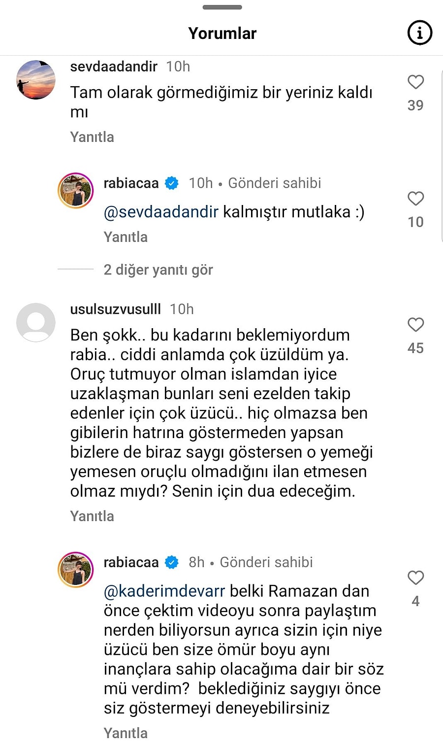 Kimi yorumlara da yanıt verdi. 