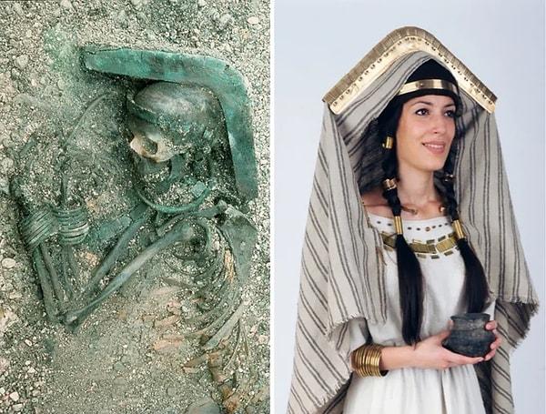 6. Avusturya'daki birinci Franzhausen mezarlığından zengin bir kadına ait Erken Tunç Çağı Mezarı. Yaklaşık 4000 yıl önce ölen kadın, ayrıntılı bronz süslemeler ve eşsiz bir başlıkla gömülmüş olarak bulundu.