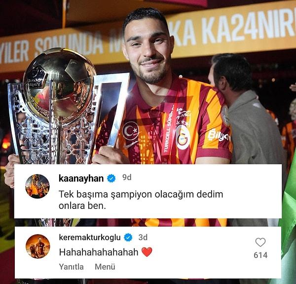 Sarı-kırmızılı kulübün savunma oyuncusu Kaan Ayhan, Fenerbahçeli Mert Hakan Yandaş'a sözlerini hatırlattı.