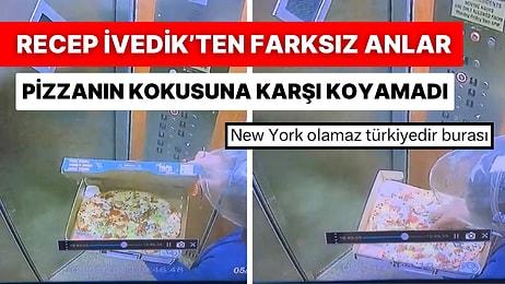 Sipariş Götüren Kurye Pizzaya Karşı Koyamadı: Asansörde Pizzanın Tadına Baktığı Görüntüler Kameraya Yansıdı
