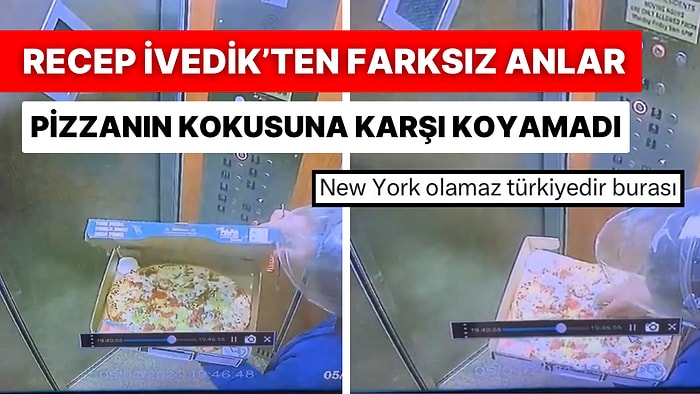 Sipariş Götüren Kurye Pizzaya Karşı Koyamadı: Asansörde Pizzanın Tadına Baktığı Görüntüler Kameraya Yansıdı