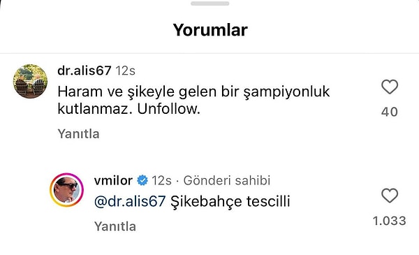 Ancak gelen bir yoruma yaptığı yorum Fenerbahçelileri öfkelendirdi.