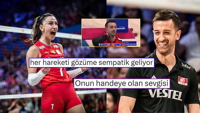 A Milli Kadın Voleybol Takımı'nın Başantörenörü Daniele Santarelli'den Hande Baladın Taklidi