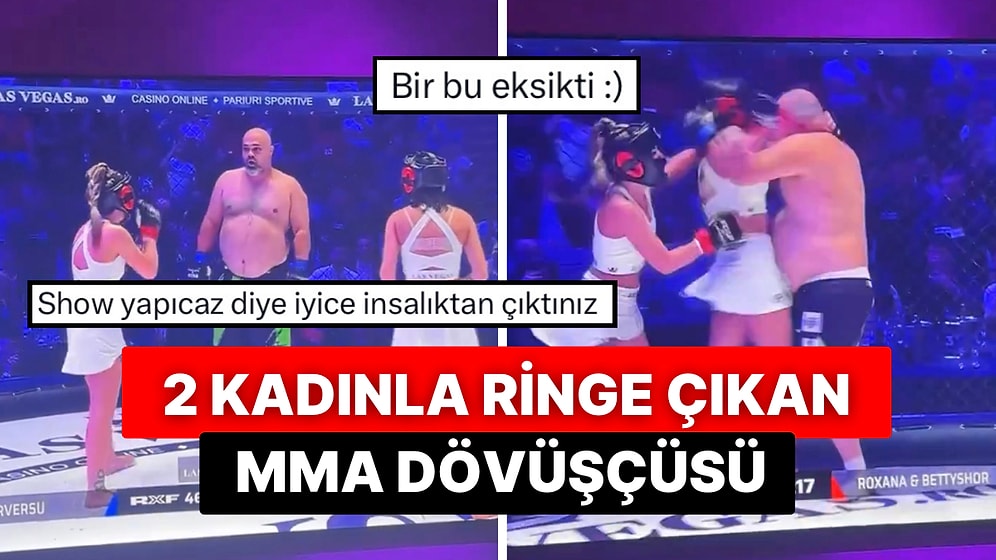 Bir MMA Dövüşçüsünün İki Kadınla Ringe Çıktığı Anlar Gündem Oldu