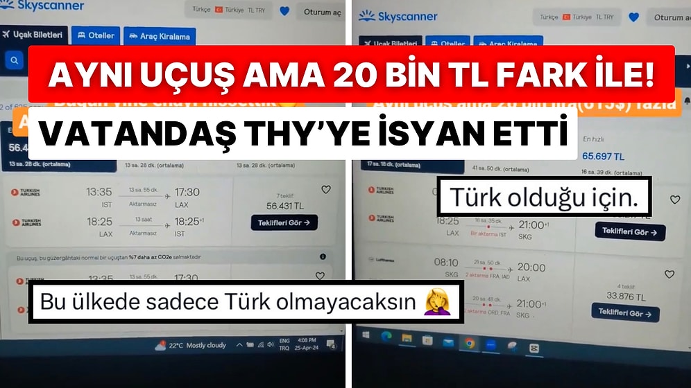 Aynı Uçuş 20 Bin TL Fark! THY’nin Yunanistan ile Türkiye Uçuşunun Fiyat Farkına İsyan Eden Vatandaş