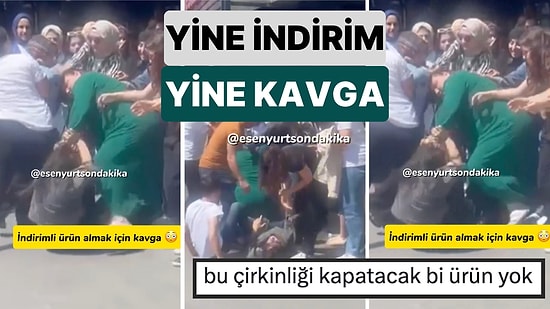 Bir Kozmetik Mağazasının Büyük İndirimden Yararlanmak İsteyen Kadınlar Mağazanın Önünde Birbirine Girdi