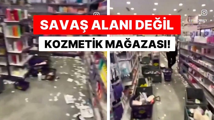 Kozmetik Mağazasındaki İndirimin Ardından Reyonlar Adeta Savaş Alanına Döndü