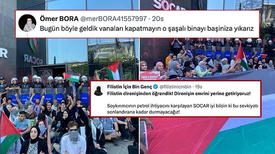 Filistin İçin Bin Genç İsimli Grup Azerbaycan Şirketi SOCAR’ı ‘İsrail’e Petrol Sağlıyor’ Diyerek Protesto Etti