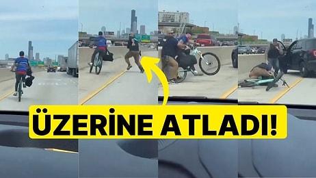 ABD Polisinden Otoyolda İlerleyen Bisikletliye Sert Müdahale