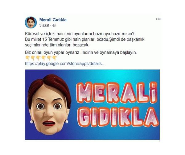 Gülen, 2018 cumhurbaşkanlığı seçimleri sürecinde, “Meral’i Gıdıkla” isimli oyunu kendilerinin İYİ Parti’ye oy kazandırma amacıyla piyasaya sürdüklerini itiraf etti.