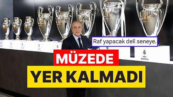 Real Madrid Başkanı Florentino Perez 15. Şampiyonlar Ligi Kupasını Yerine Yerleştirdi!