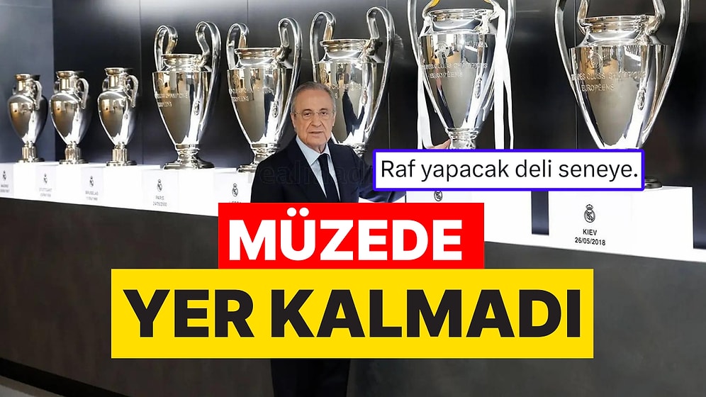 Real Madrid Başkanı Florentino Perez 15. Şampiyonlar Ligi Kupasını Yerine Yerleştirdi!