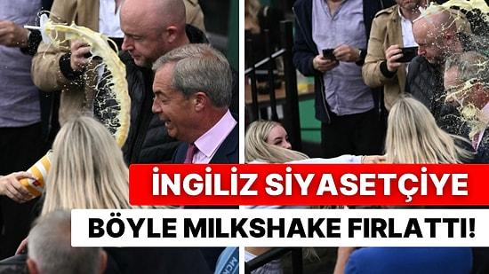İngiliz Siyasetçi Nigel Farage’ın Seçim Kampanyalarında Bir Kadın Milkshake Fırlatarak Tepki Gösterdi