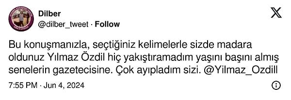 Yılmaz Özdil'in kadın taraftar için sarf ettiği sözler ise sosyal medyada topa tutuldu.