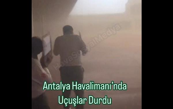 Antalya toz duman içerisinde kalırken bir vatandaş o anları kayıt altına aldı. Paylaşılan videoda, göz gözü görmüyordu.