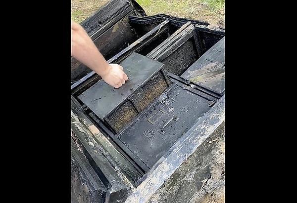Sosyal medya kullanıcısı bir çift, evlerinin arkasında gömülü bir sandık buldu.