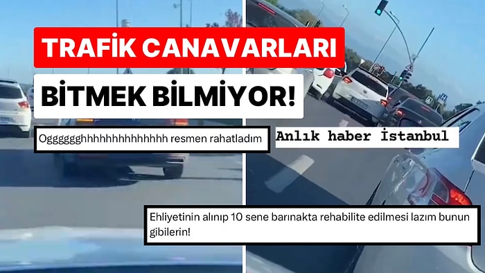 Trafik Canavarı İki Araç Birbirlerini Sollaya Sollaya Giderken Hak Ettikleri Sonu Bulup Kaza Yaptılar