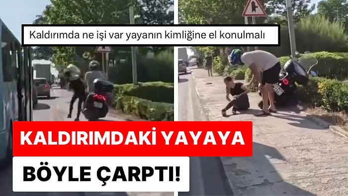 Kaldırımdan Giden Motor Sürücüsünün Yayaya Çarptığı Anlar Anbean Kaydedildi