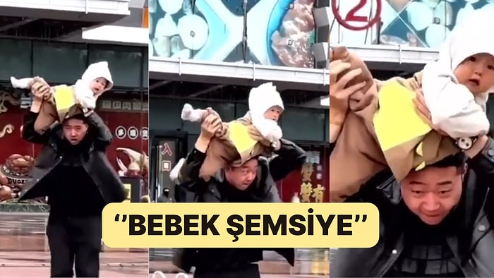 Yağmurdan Kaçarken Bebeğine Sığındı: Bebeğini Şemsiye Gibi Kullanan Baba Viral Oldu!