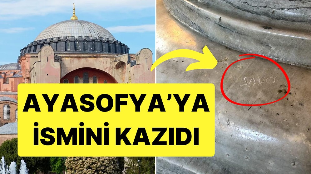 Kapısı Yenen Ayasofya'nın Mermer Sütunlarına Bu Kez Vatandaş İsmini Kazıdı