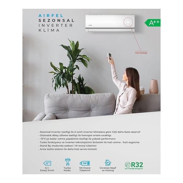 Airfel duvar tipi klima, otomatik dikey üfleme özelliği ile homojen bir ortam sıcaklığı yarattığı için kullanıcıları tarafından çok tercih ediliyor.