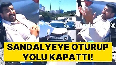 İstanbul'da Tepki Çeken Görüntü! Düğün Konvoyundaki Bir Şoför Yola Sandalye Koyup Oturdu