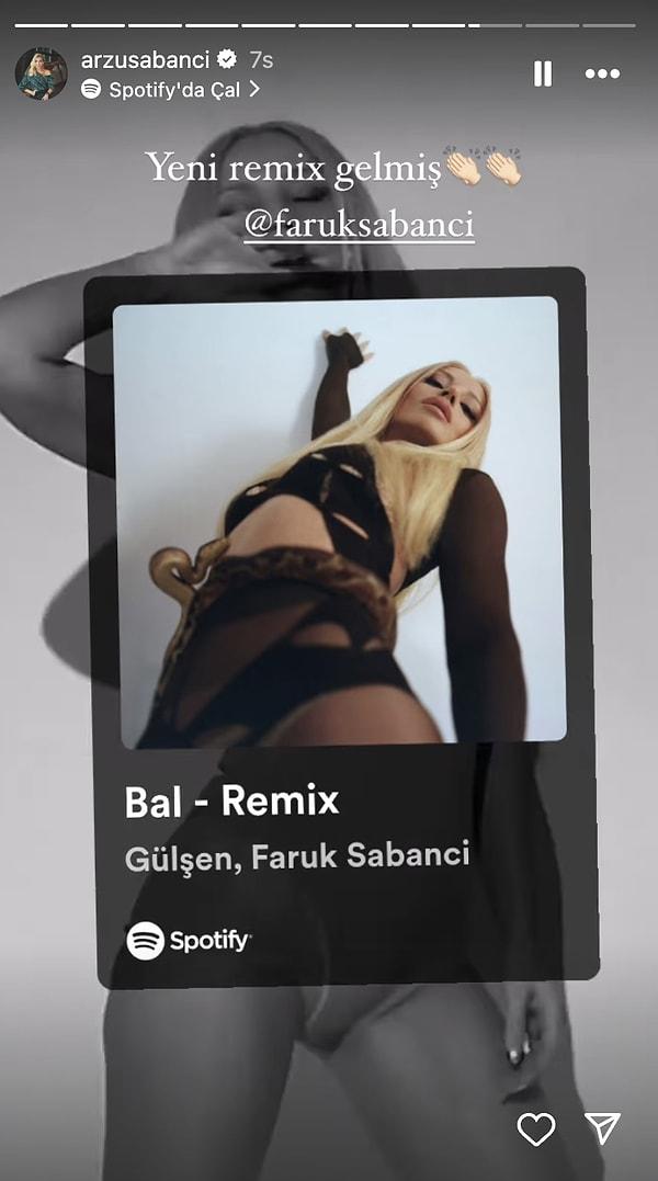 Arzu Sabancı, DJ akrabası Faruk Sabancı'nın Gülşen'in Bal şarkısına yaptığı remix'e düştü.