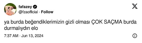 Farah Zeynep Abdullah'ın Twitter (X) hesabından gösterdiği tepkisini de buraya bırakıyoruz: