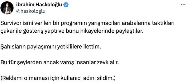 Gazeteci İbrahim Haskoloğlu o anları Twitter hesabından paylaştı.