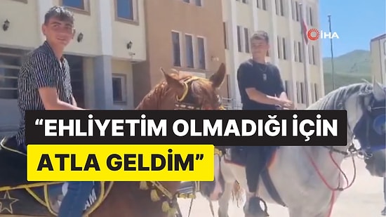 Cirit Sporuyla İlgilenen Öğrenciler Karne Almaya Atla Geldi: "Ehliyetim Olmadığı İçin Atla Geldim"