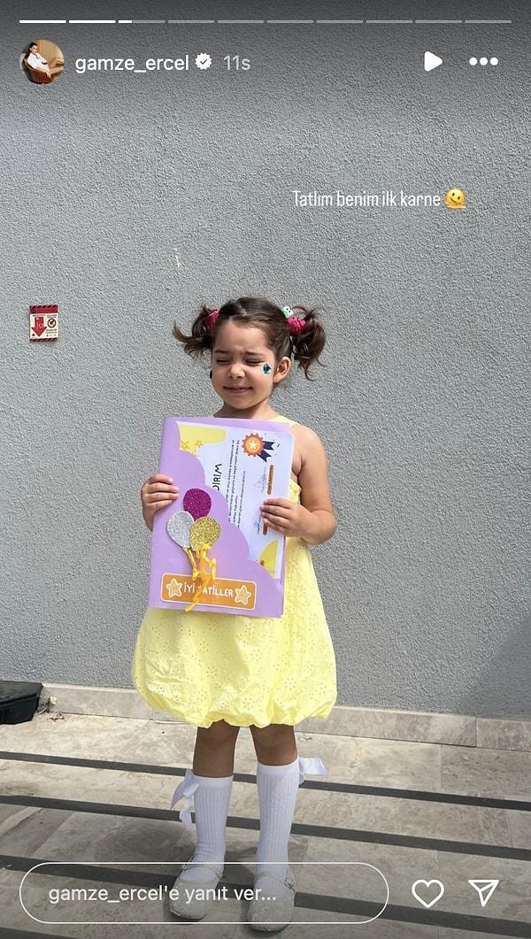 Gamze Erçel, kızıyla ilk karne heyecanını paylaştı!