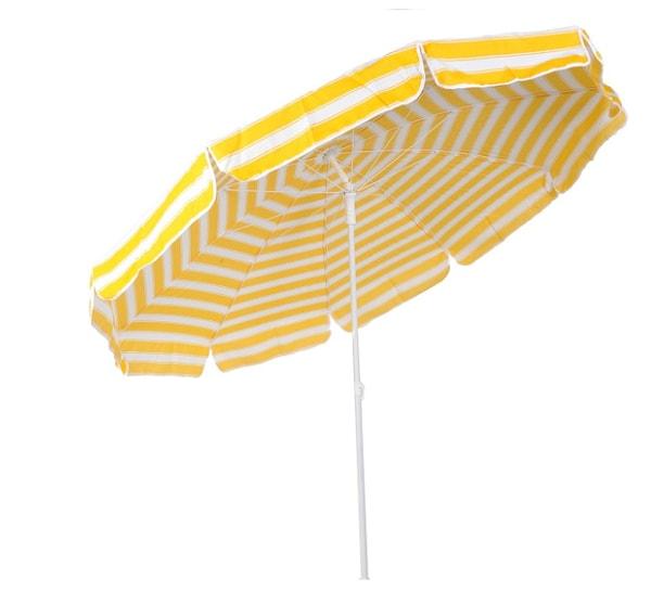 8. Belde Şemsiye - F 200 Delüks Sarı Beyaz Plaj Şemsiyesi