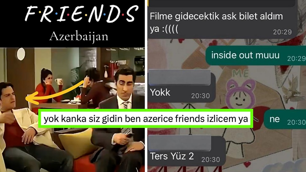 Azerice Friends'ten 'Inside Out'a Haftanın Birbirinden Komik Dizi ve Film Paylaşımları