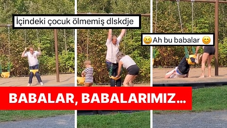 Babalar Neden Böyle? Çocuğuyla Oynayan Talihsiz Baba Salıncağa Sıkıştığı Anlarla Kahkahaya Boğdu