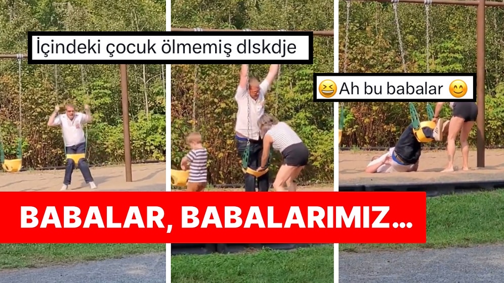 Babalar Neden Böyle? Çocuğuyla Oynayan Talihsiz Baba Salıncağa Sıkıştığı Anlarla Kahkahaya Boğdu