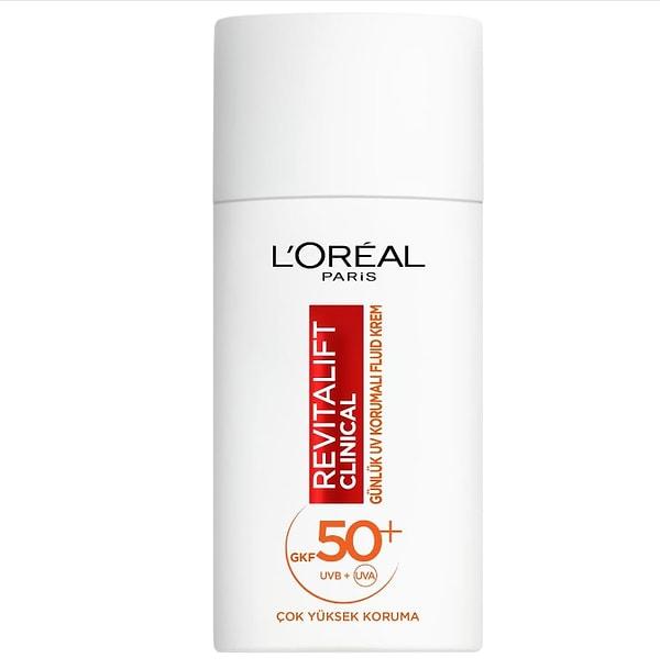 7. L’Oréal Paris Revitalift Clinical SPF 50+ Günlük Yüksek UV Korumalı Yüz Güneş Kremi 50 ml