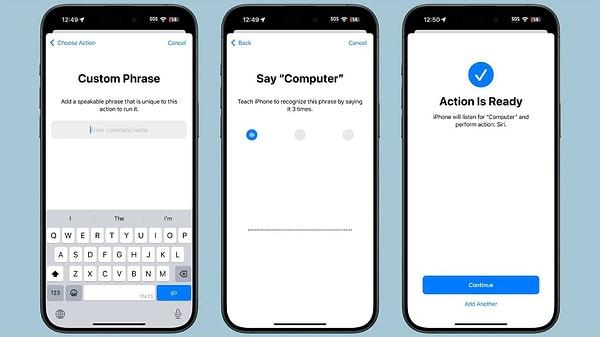 Buna göre, normal şartlar altında akıllı asistanı aktive etmek için "Hey Siri" sesli komutunu kullanan iPhone sahipleri, Sesli Kısayollar ile birlikte ise Siri'ye hitap etmek için yeni bir komut ya da ifade yaratabilecek.