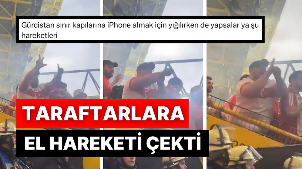 Euro 2024 Karşılaşmasında Sevinç Yaşayan Türk Taraftarın, Gürcü Taraftarlara El Hareketi Çektiği Anlar