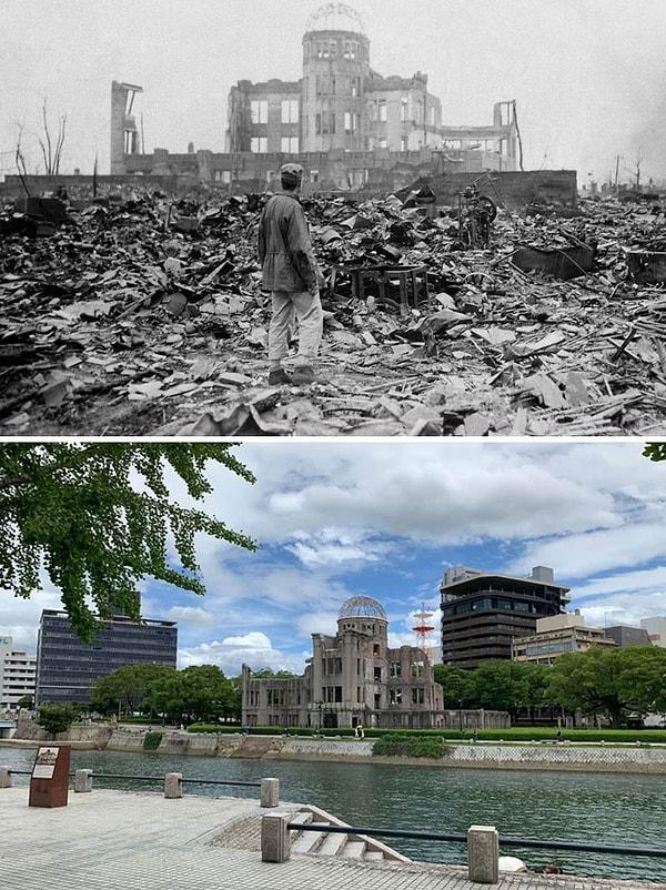 11. Hiroşima'nın patlama sonrası hayattta kalan sayılı binalarından birisi olan Atomic Bomb Dome'u.