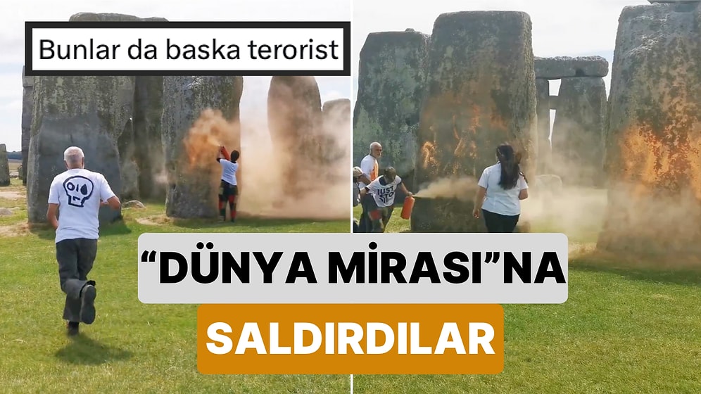 Çevreciler Bu Sefer de UNESCO Dünya Mirası Listesi'nde Bulunan Stonehenge Anıtına Turuncu Toz Boya Püskürttü