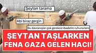 Şeytan Taşlamada Gaza Gelen Hacı Şemsiyesini Makineli Tüfek Gibi Savurdu!