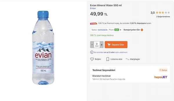 Bu suyun normal satış fiyatı ise 49,99 TL olarak internette mevcut.