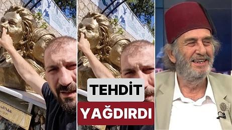 Bir Şahıs Mısırlıoğlu'na Kötü Söz Söyleyenleri Türkan Saylan Heykelinin Burnuna Parmağını Sokarak Tehdit Etti